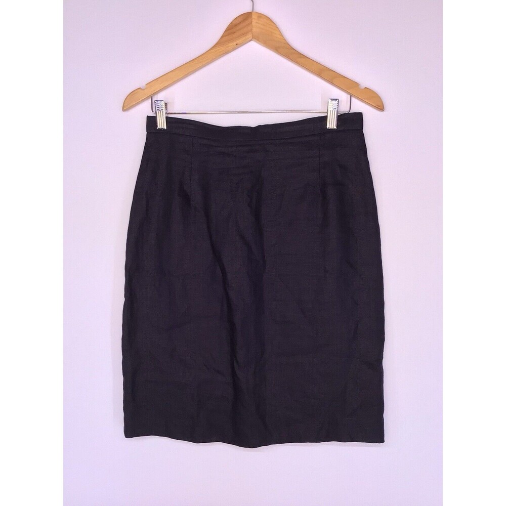 Breeches‎ Linen Pencil Skirt Lined Black USA Vintage Women’s Size 10